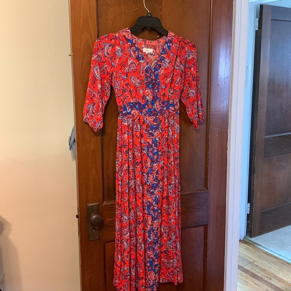 Beautiful Japna midi dress w fabric covered buttons all the way down front 😍😍 - Picture 1 of 11